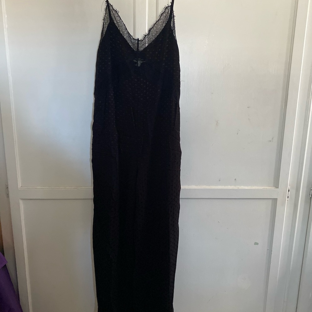 Topshop Black Lace-Trim Jumpsuit